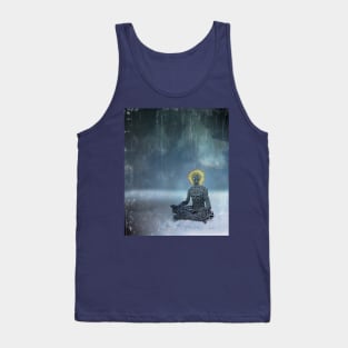 Meditating man. Flaming halo Tank Top